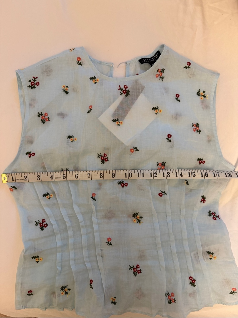 JCREW Pintuck shell top in ramie with embroidered florals Size 4 CT109 NWT - Picture 11 of 14